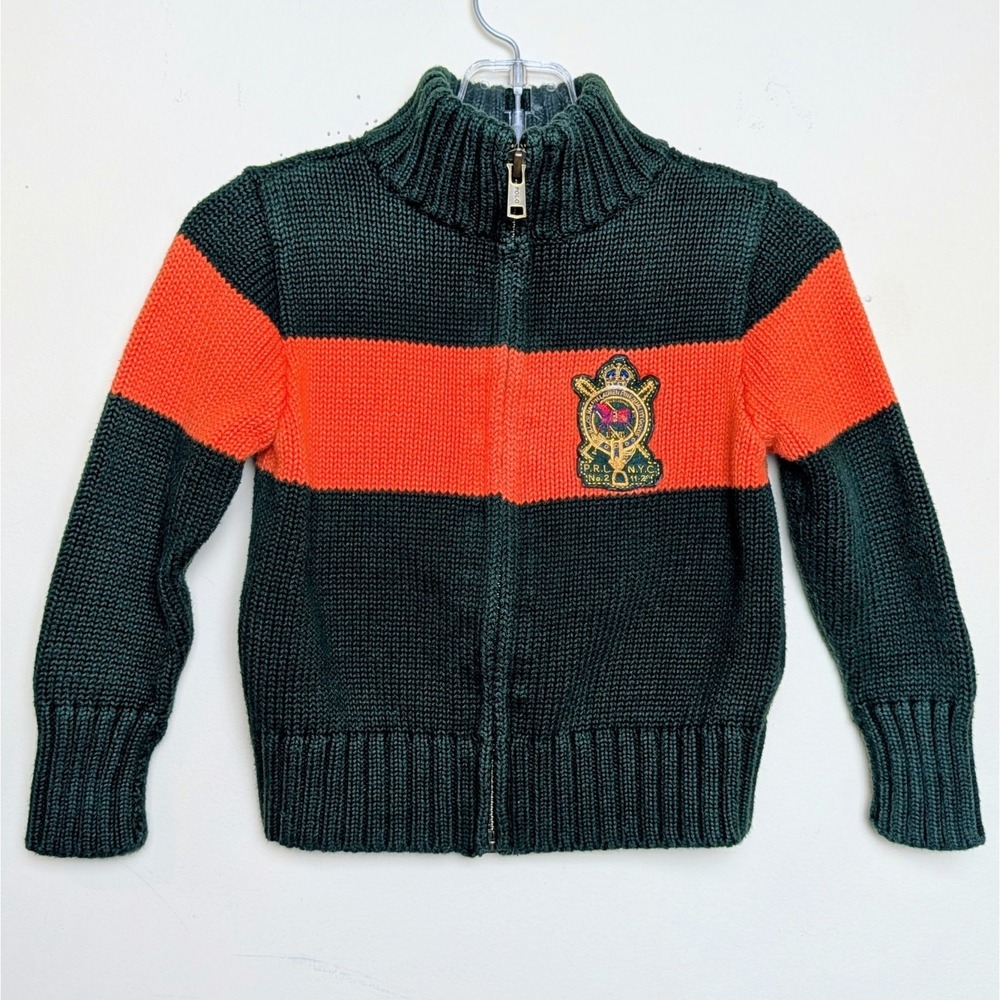 Polo Ralph Lauren Vintage Y2K Crest Logo Zip Up Sweater Pony Infant 18 Months